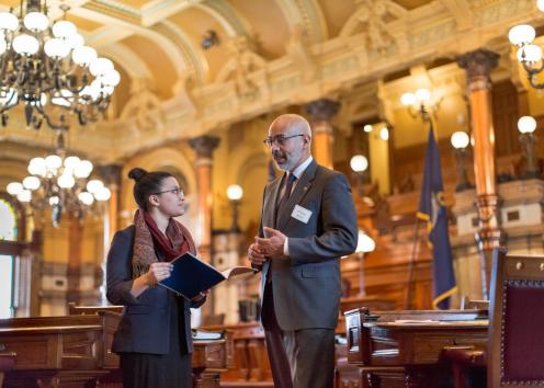 Undergraduate researchers from the Lawrence and Medical Center campuses presented their research projects